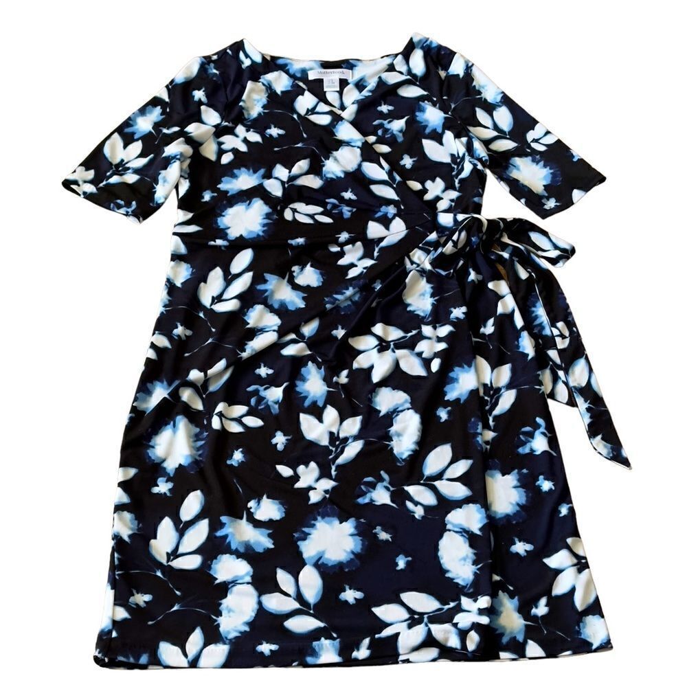 Motherhood Navy White Floral Wrap Dress Size SMALL